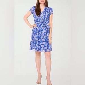 NEW MSK Womens Short Sleeve Floral Shirt Dress